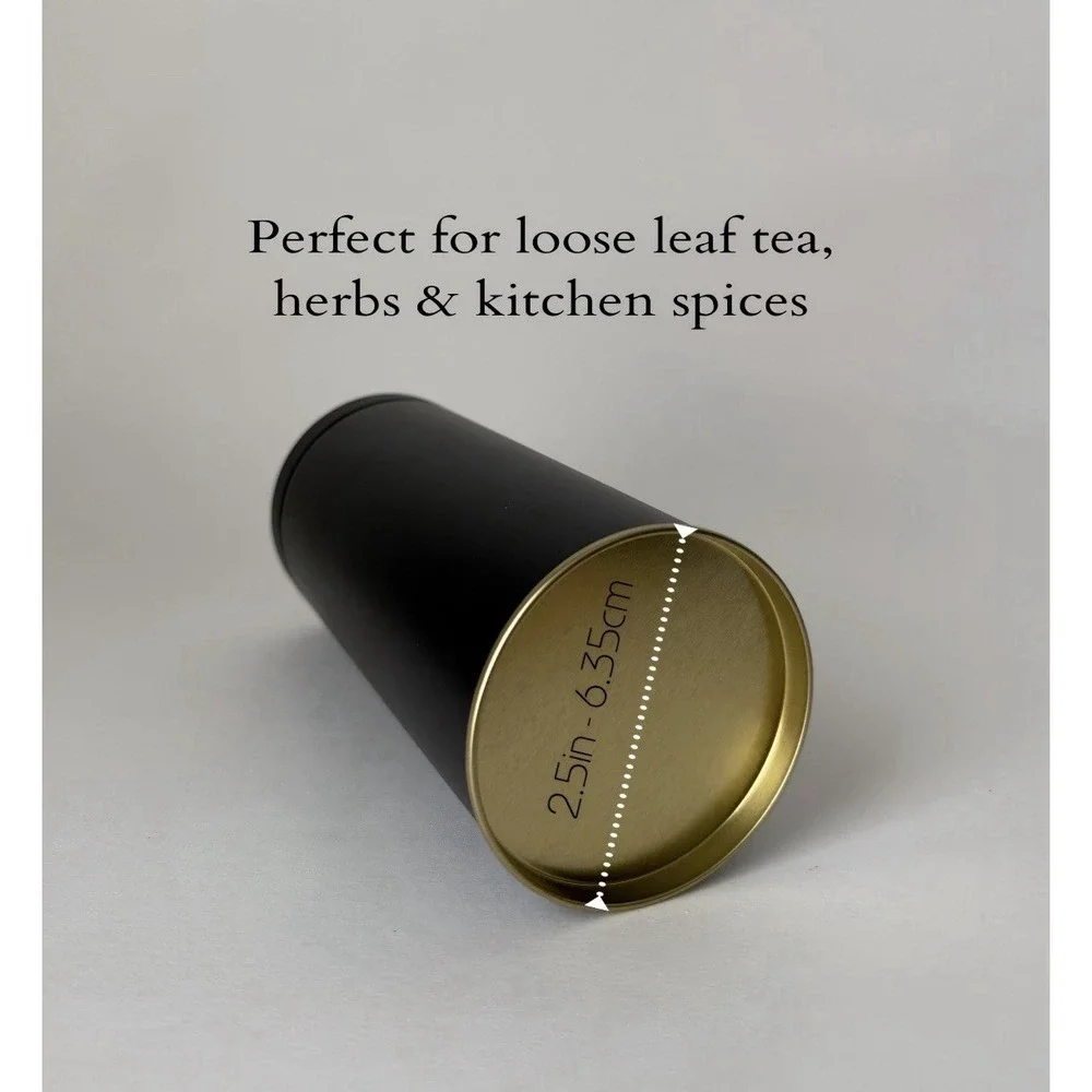Tin Set Of 3 Black Matte Cylinder Slip In Lid Airtight Tea Coffee Spices NEW